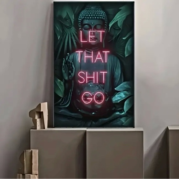 1 pc neon Buddha yoga zen poster without frame (NWT) 15.7 in x 23.6 in… - Picture 5 of 7